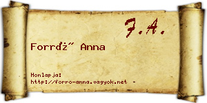 Forró Anna névjegykártya
