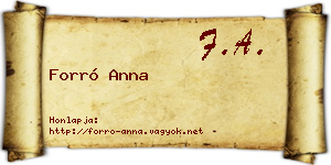 Forró Anna névjegykártya
