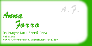 anna forro business card